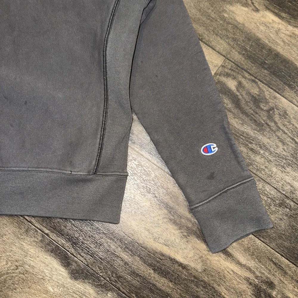Champion Reverse Weave Pullover Spellout Sweatshirt Women's Medium Charcoal Grey